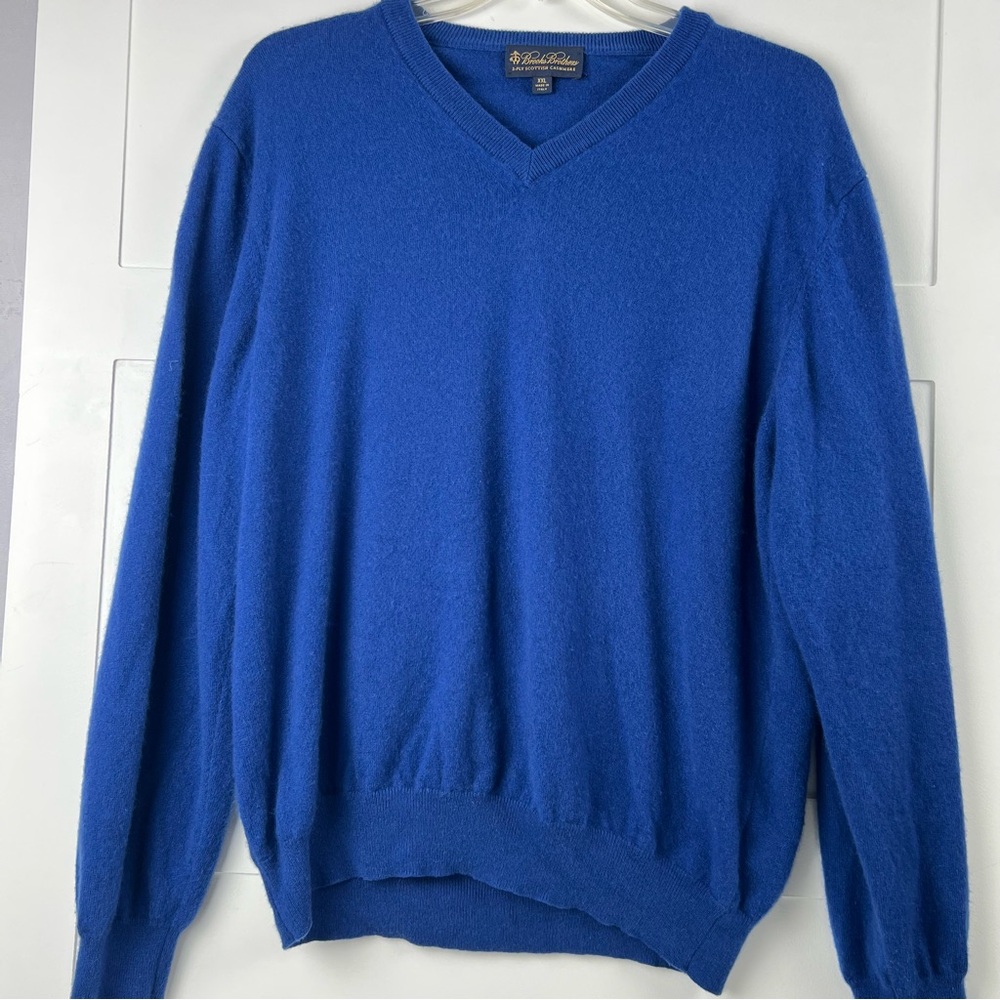 Brooks Brothers 2-Ply Scottish Cashmere Sweater Blue Made in Italy Men’s XXL